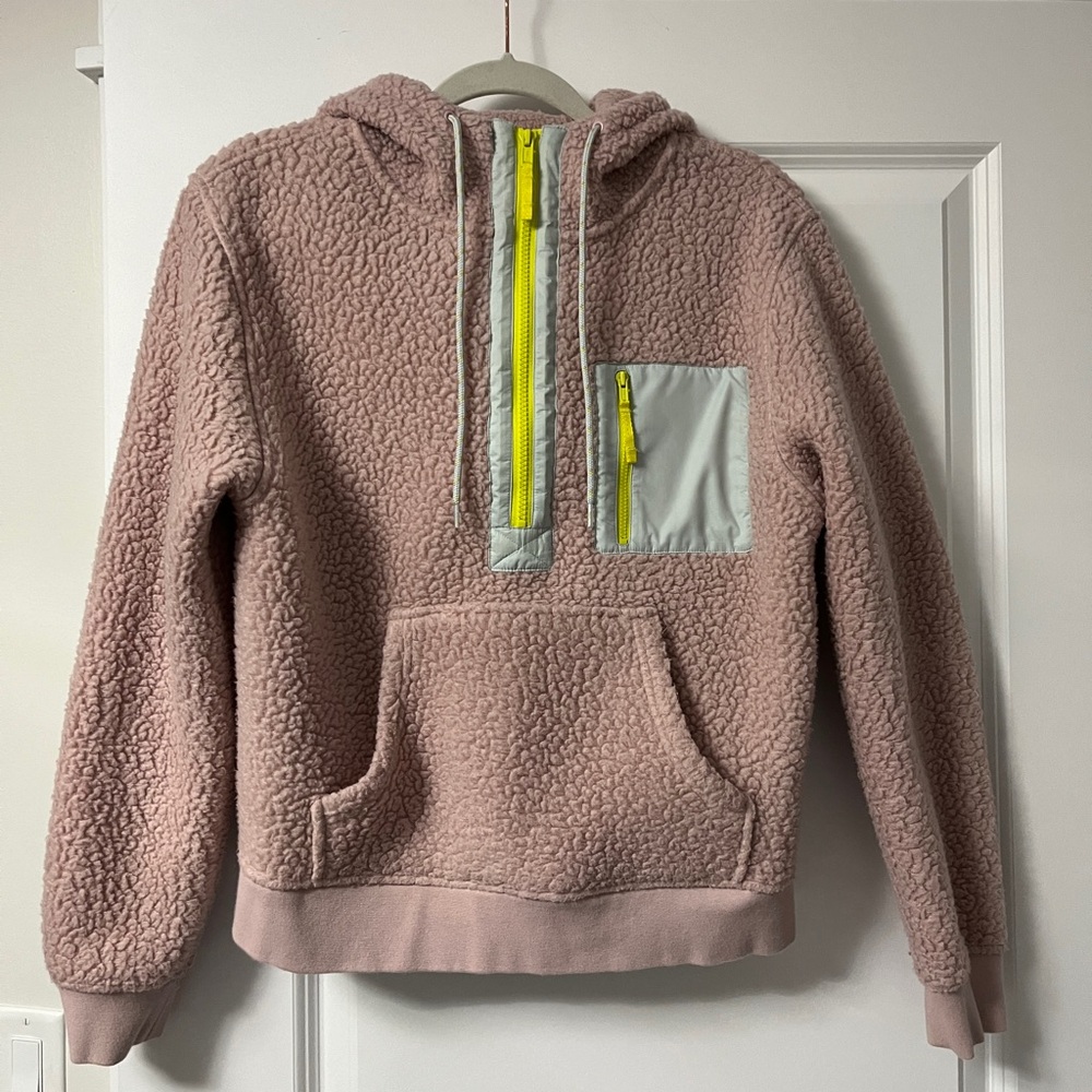 J. CREW Women’s Pink Quarter-zip Fleece Hoodie SIZE S